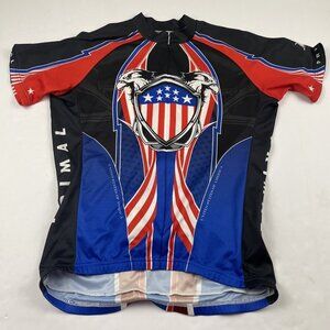 PRIMAL Cycling Jersey Men's L USA Flag Eagle Shield Zip Front United States